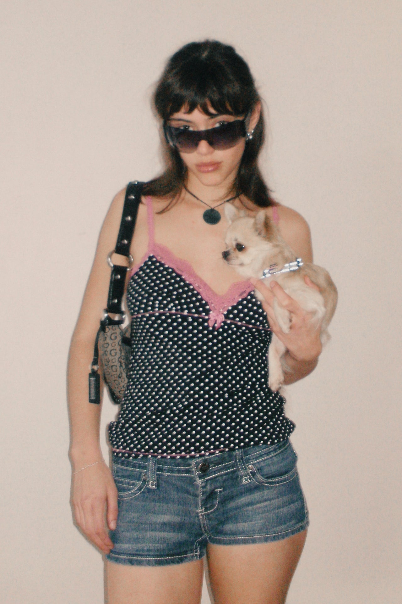 #20 Polka Dot lace trim cami | c. 162 | size 10