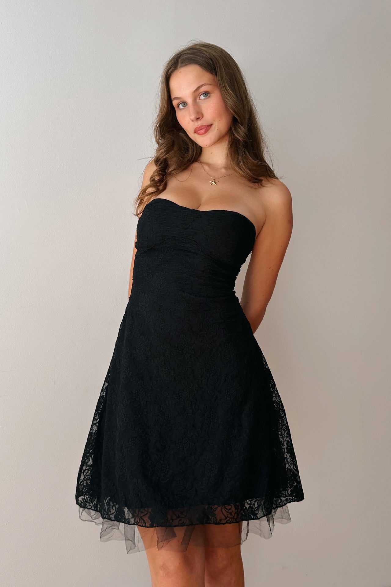 #84 Mariposa Strapless Lace Dress | Collection 140 | Size 9