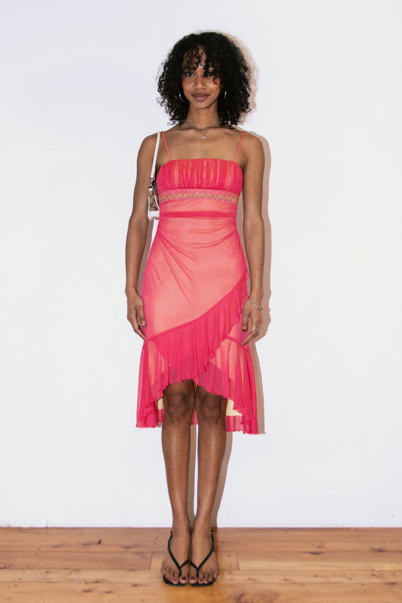 City Triangles Ruched Mesh Slip Dress Orange | c. 166 | Size 8/10