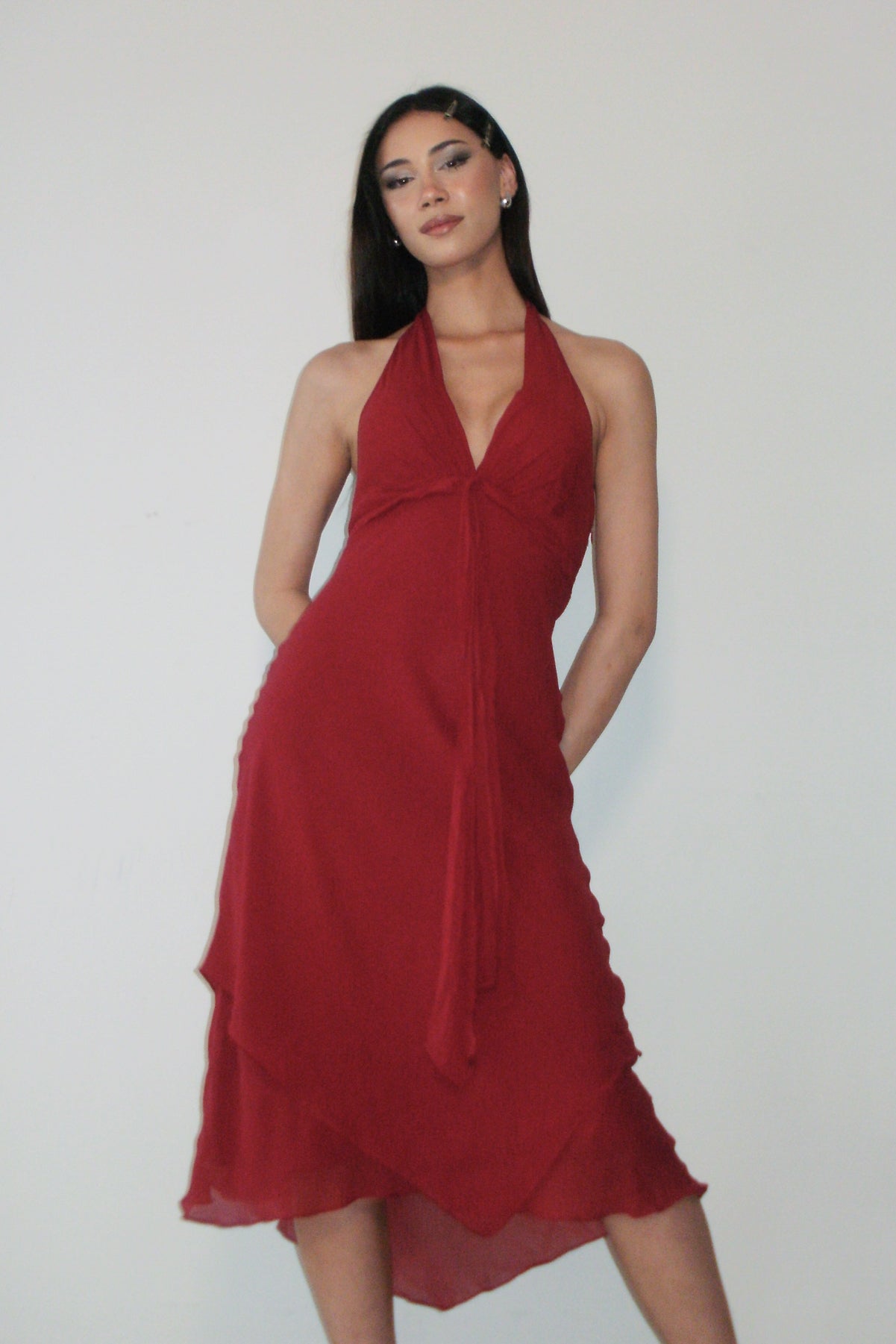 #252 BCBG MAXAZRIA red halter dress | c. 163 | size 8