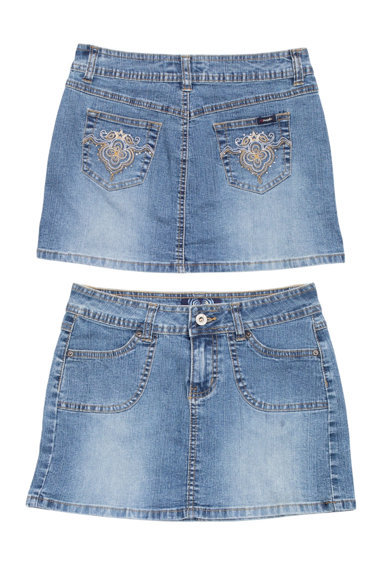 #66 Angels Embroidered Denim Mini | Collection 139 | Size 6