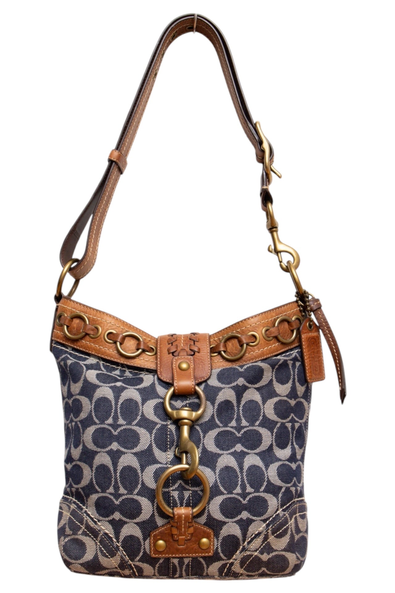 #86 Coach denim buckle bag