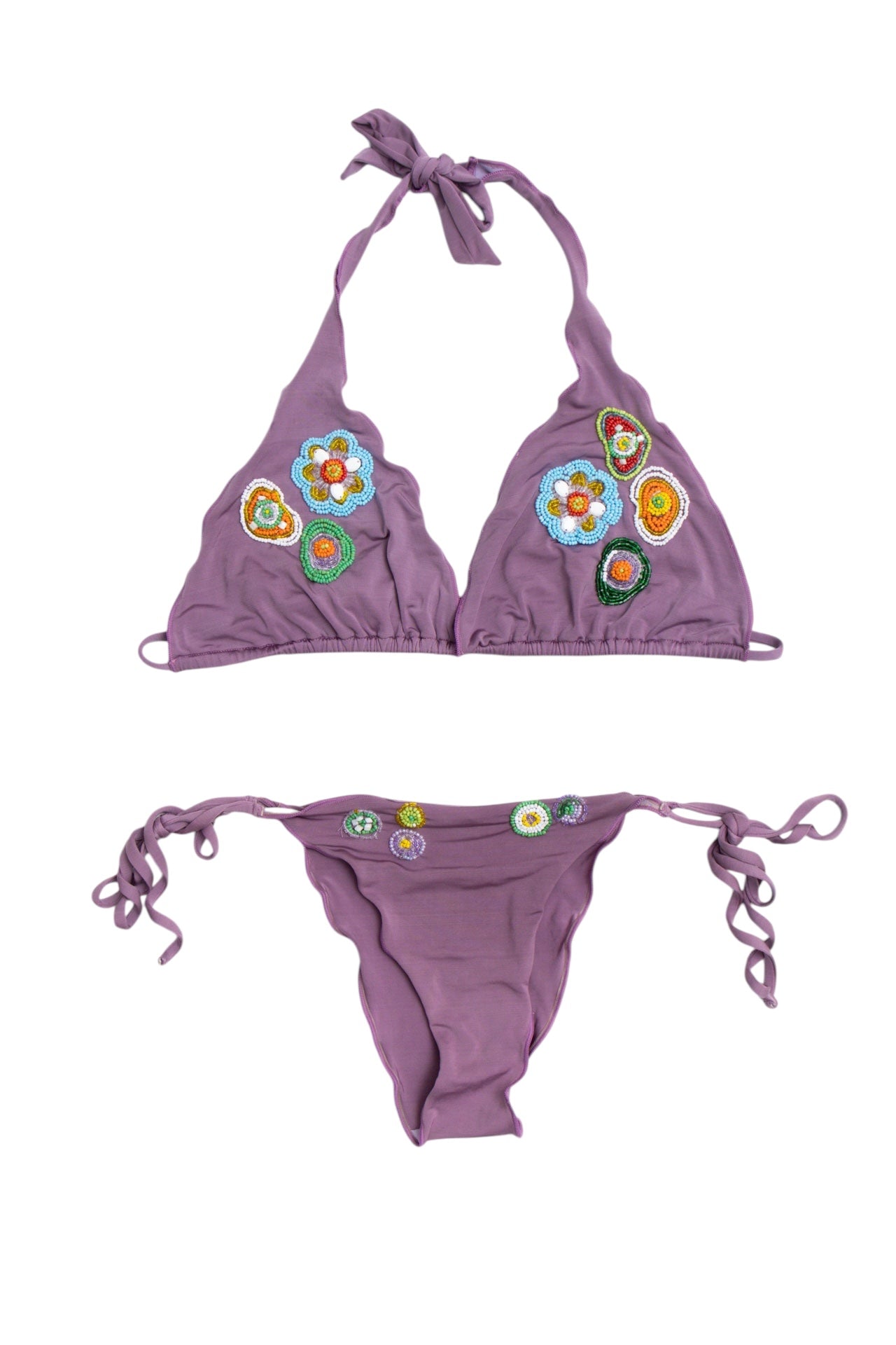 #08 Italian Miss Bikini Purple Beaded Bikini Set | Size 10/12