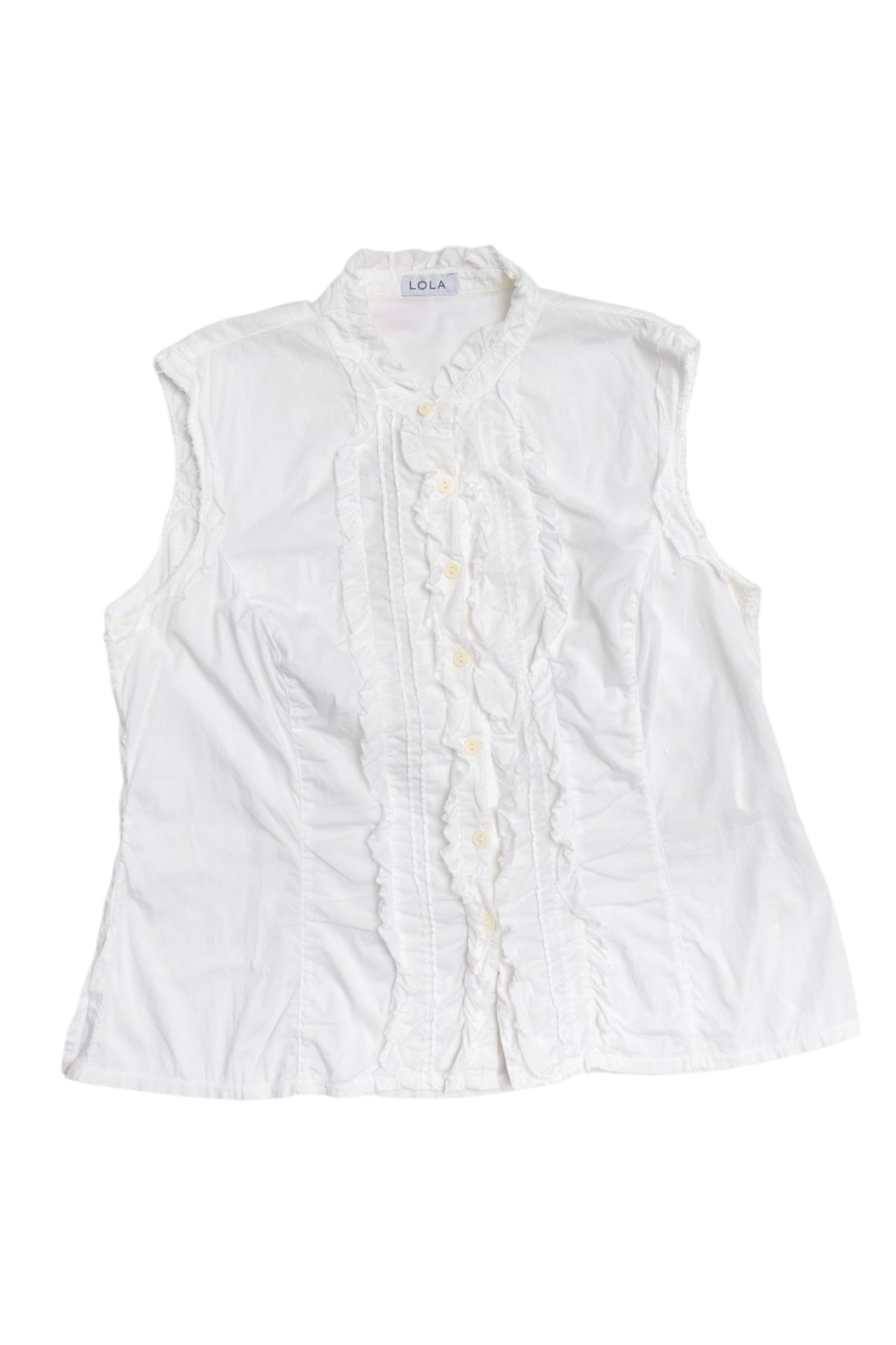 #16 Greece Ruffled Button up Top | C.147 | Size 12/14