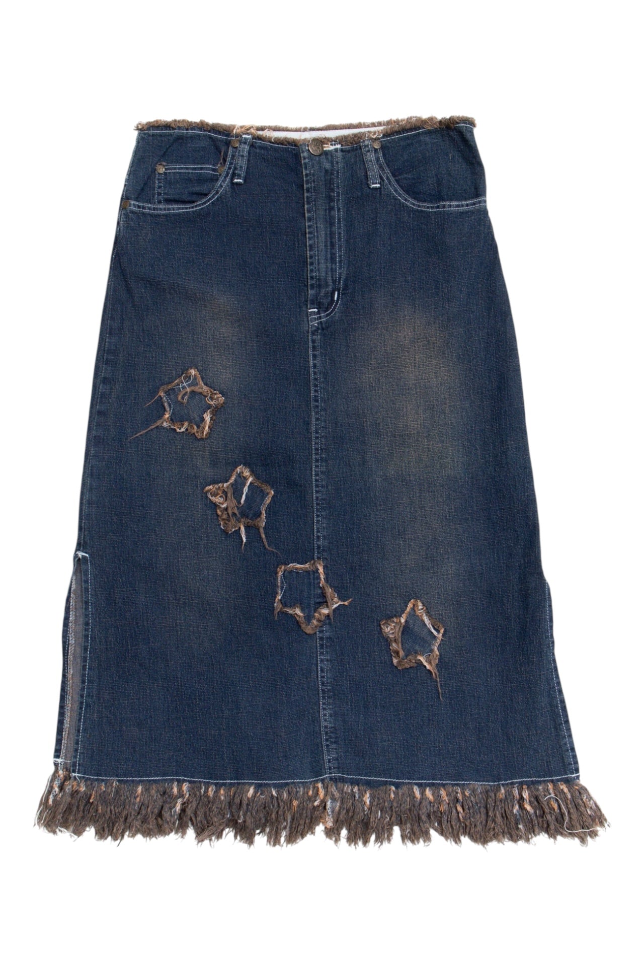 #70 Embroidered Denim Maxi Skirt| C.147 | Size 6