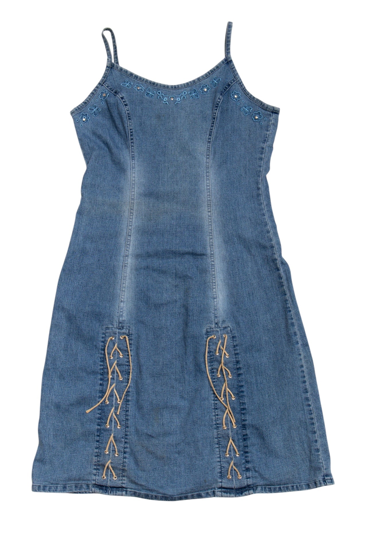 #81 Embroidered Lace Detailed Denim Dress | C.146 | Size 12