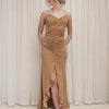 #168 Afra Collection Ruched Front Maxi Dress Beige | c. 169 | Size 8