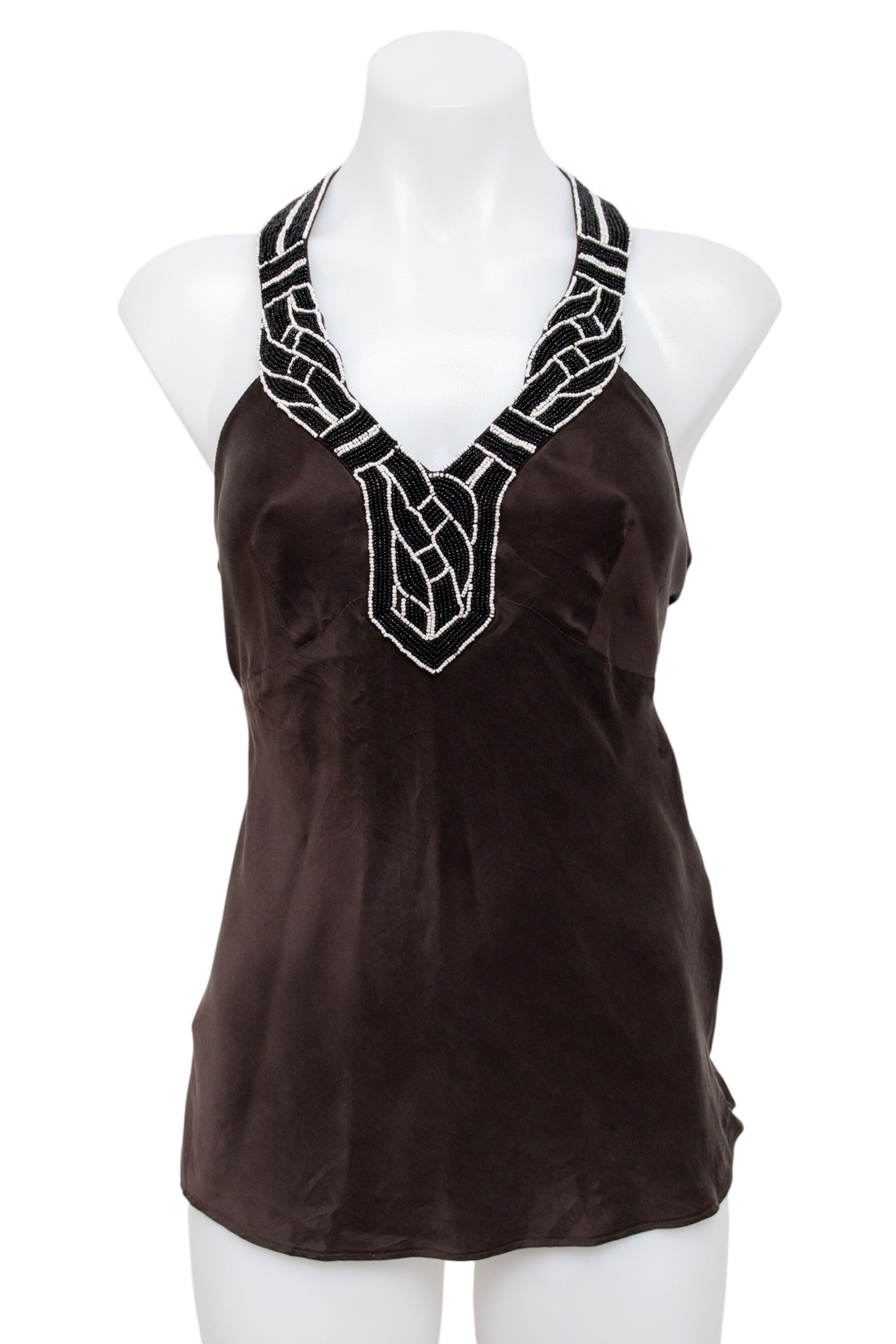 #07 Ann Taylor Silk Halter Brown | c. 196 | Size 6