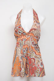 #112 6 Degrees Halter Top Orange | c. 206 | Size 8