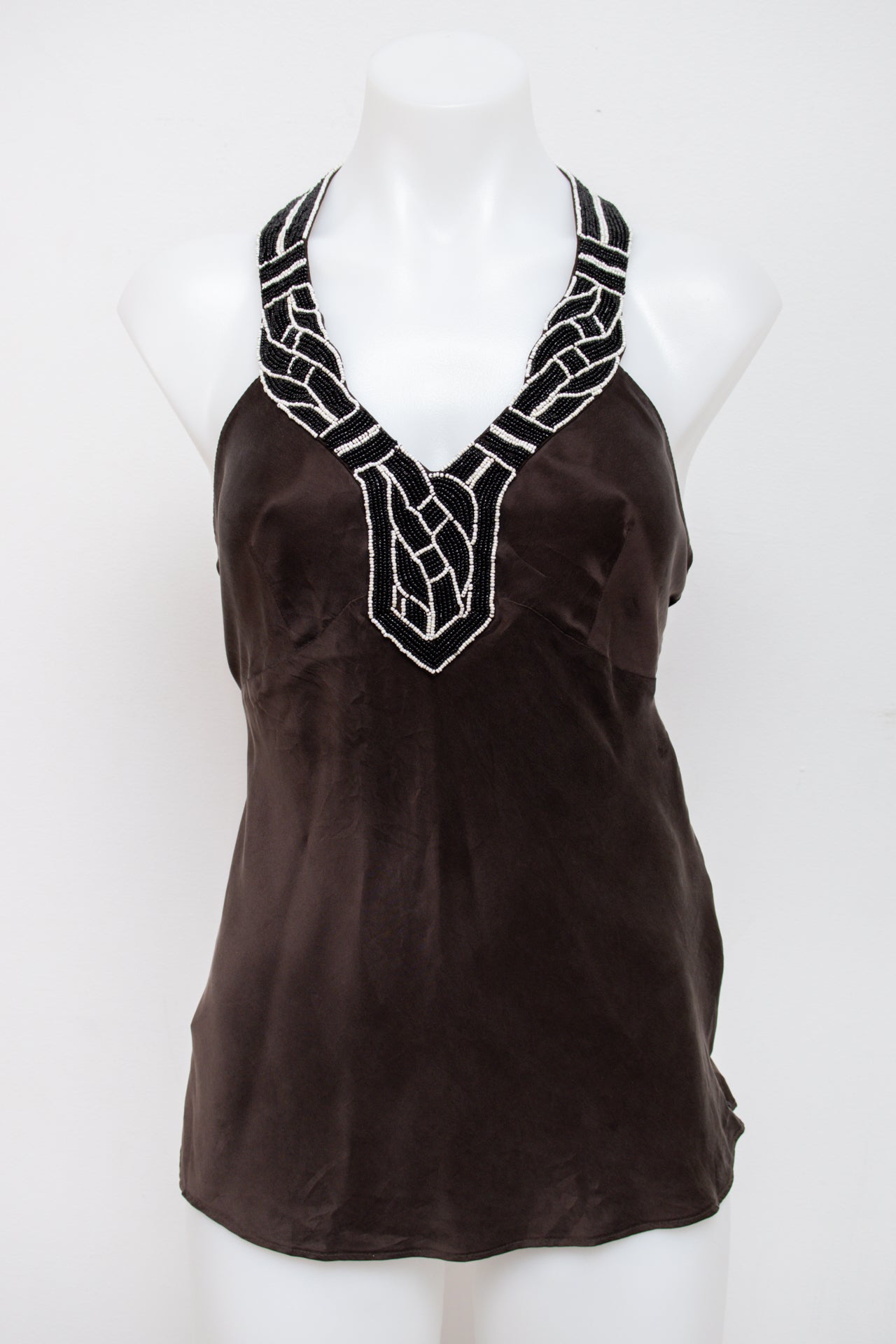 #07 Ann Taylor Silk Halter Brown | c. 196 | Size 6