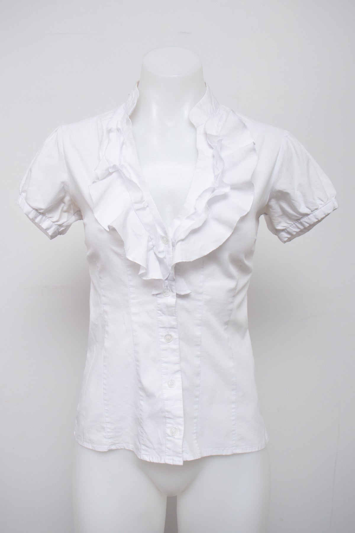 #043 S T R E T C H Short Sleeve White | c. 209 | Size 8