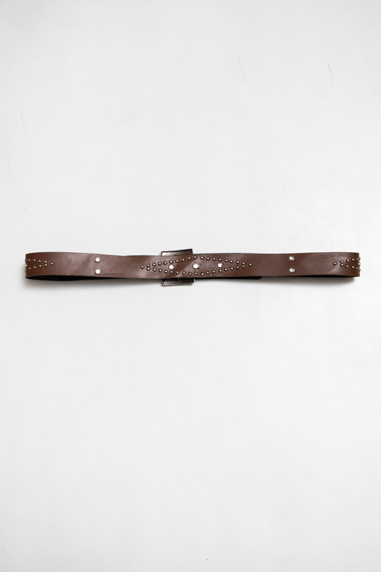 #46 Leather Studded Brown Belt | c. 188 | Size 14/16