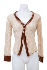 #047 Pia Sheer Button-Up Top Brown | c. 207 | Size 10