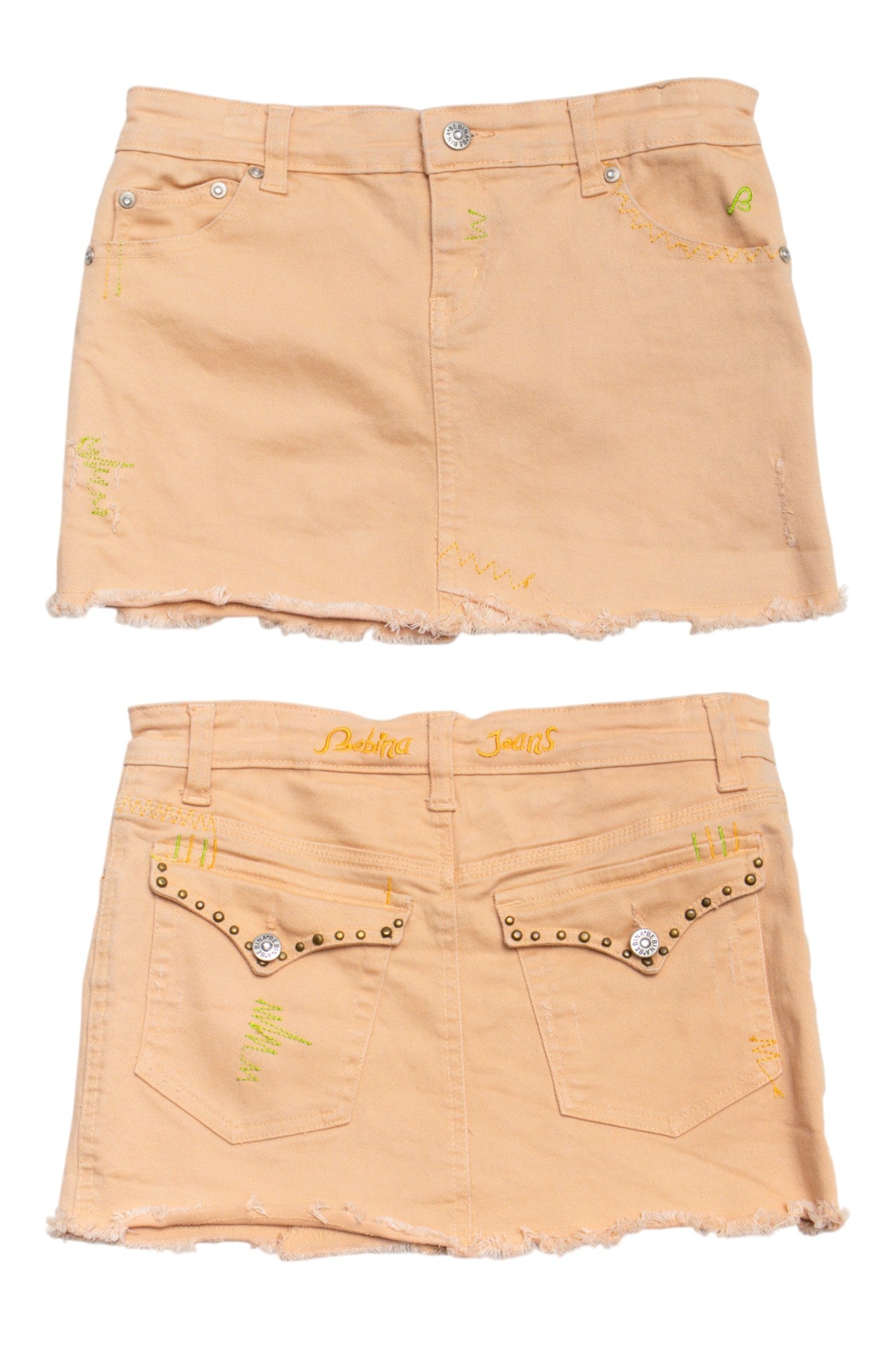 #128 Bebina Jeans Mini Skirt Beige | c. 196 | Size 8