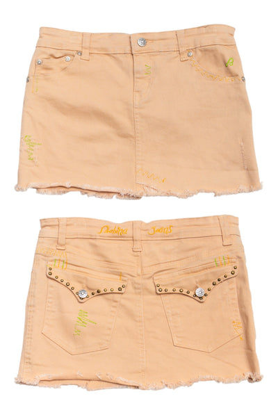 #128 Bebina Jeans Mini Skirt Beige | c. 196 | Size 8