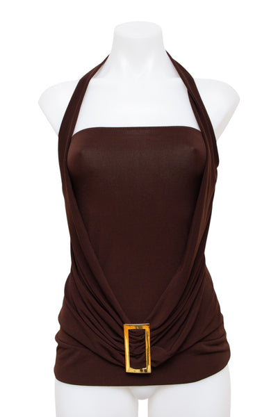 #200 Topia Halter Top Brown | c. 195 | Size 10