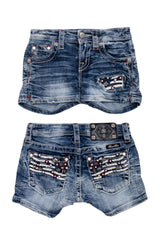 #072 Miss Me Booty Short Blue | c. 214 | Size 4