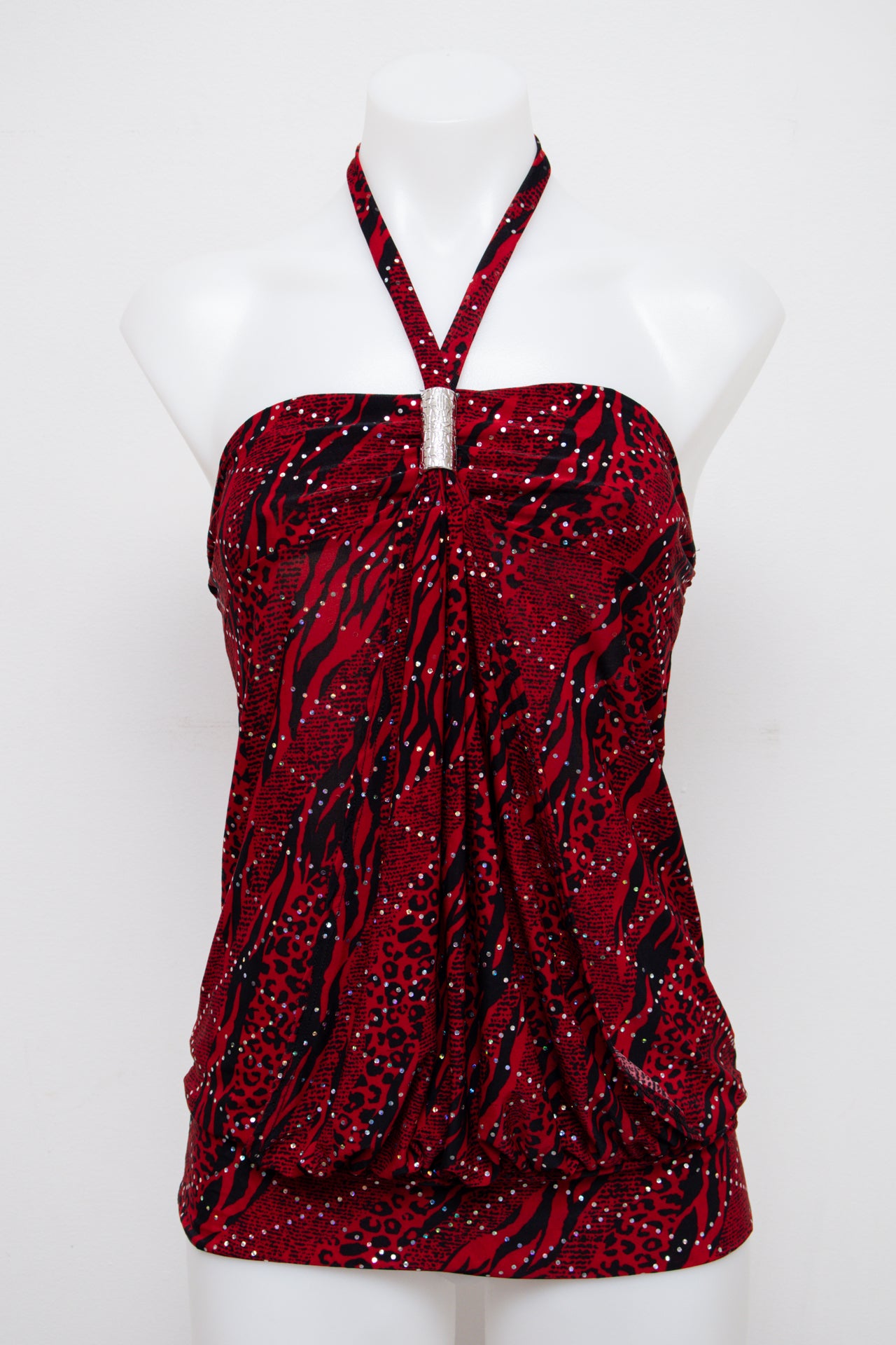 #004 Discreet Halter Top Red | c. 203 | Size 10