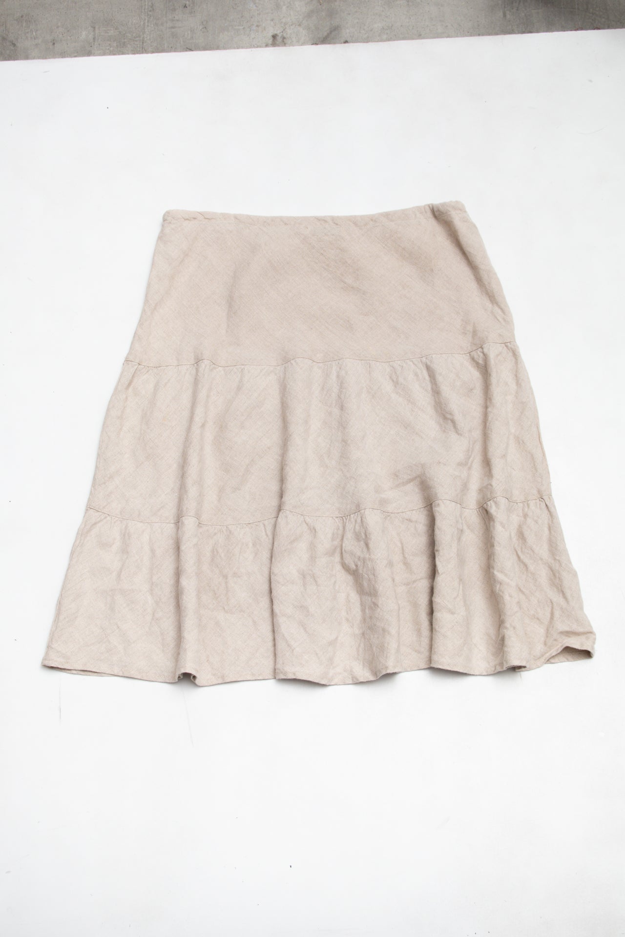 #113 Allen Allen LinenSkirt Beige | c. 193 | Size 10