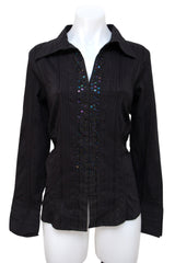 #116 Faded Glory Button-Up Black | c. 199 | Size 8