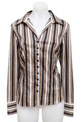 #76 Blue Diamond Button-Up Beige | c. 194 | Size 10
