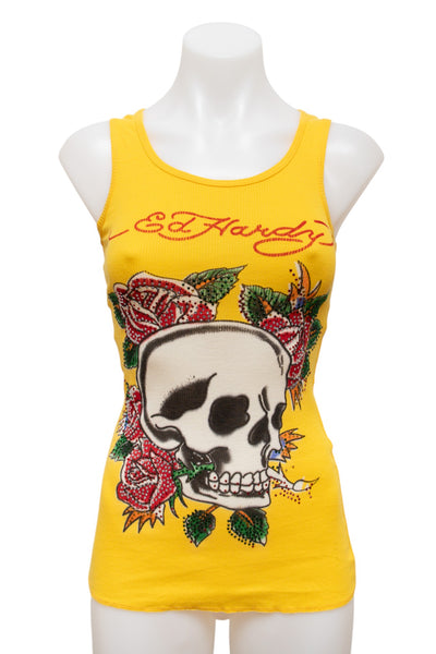 #91 Ed Hardy Tank Top Yellow | c. 191 | Size 8