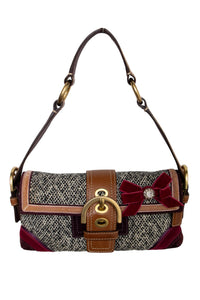 #186 Coach Wool Flat Soho Bag Brown | c. 196 | Size