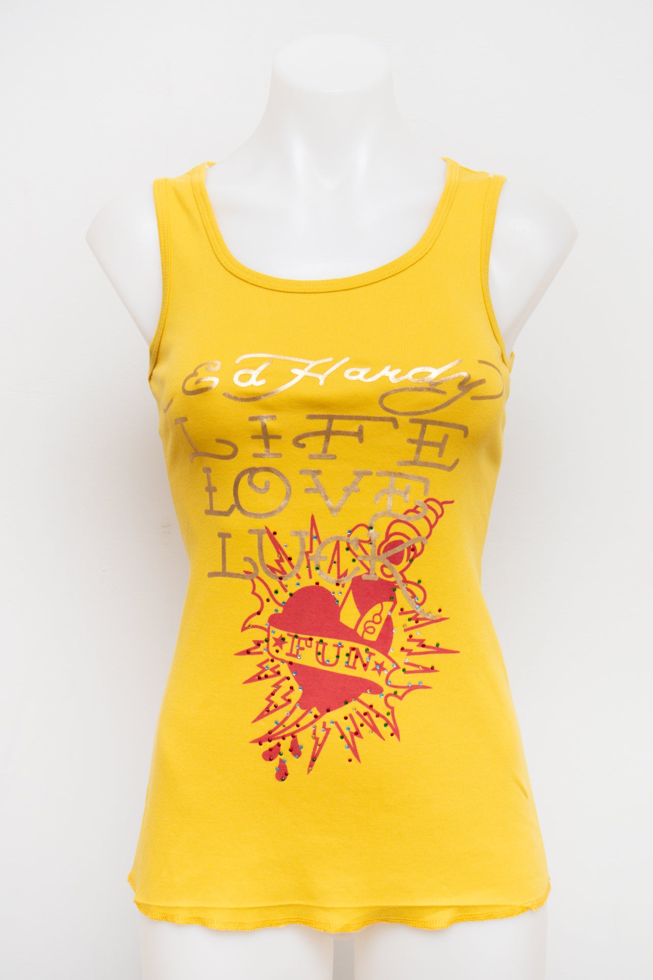 #51 Ed Hardy Tank Top Yellow | c. 193 | Size 10/12