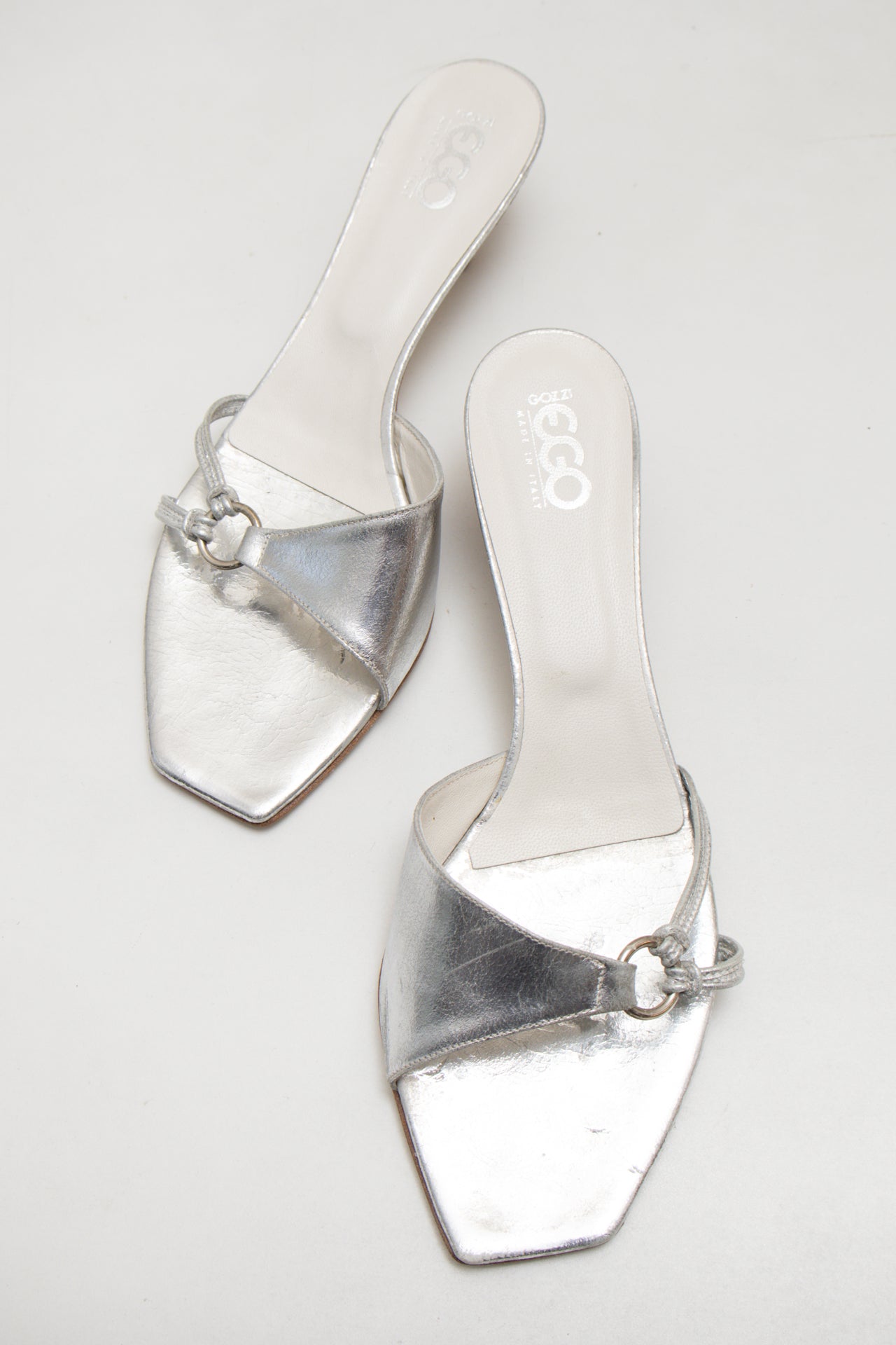 #160 Eco Piazza Sempione Heeled Mules Silver | c. 173 | Size AU8