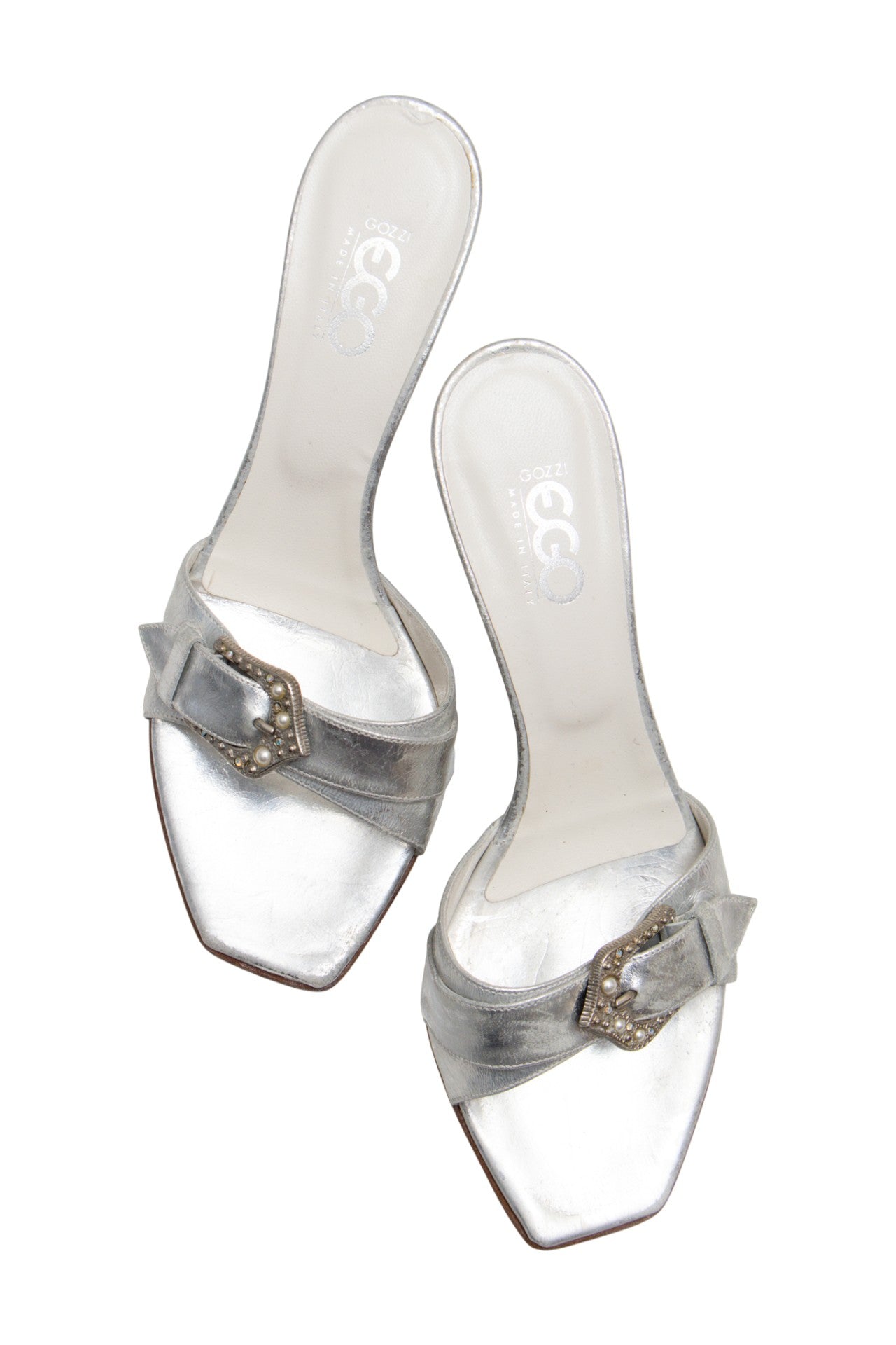 #164 Gozzi Ego Heels / Mules Shoes Silver | c. 173 | Size AU7