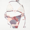 #179 Etam Bikini Set (triangle Bikini Top And Tie-side Bottoms) Multicolor (peach, Burgundy, Light Blue, White) | c. 174 | Size 12