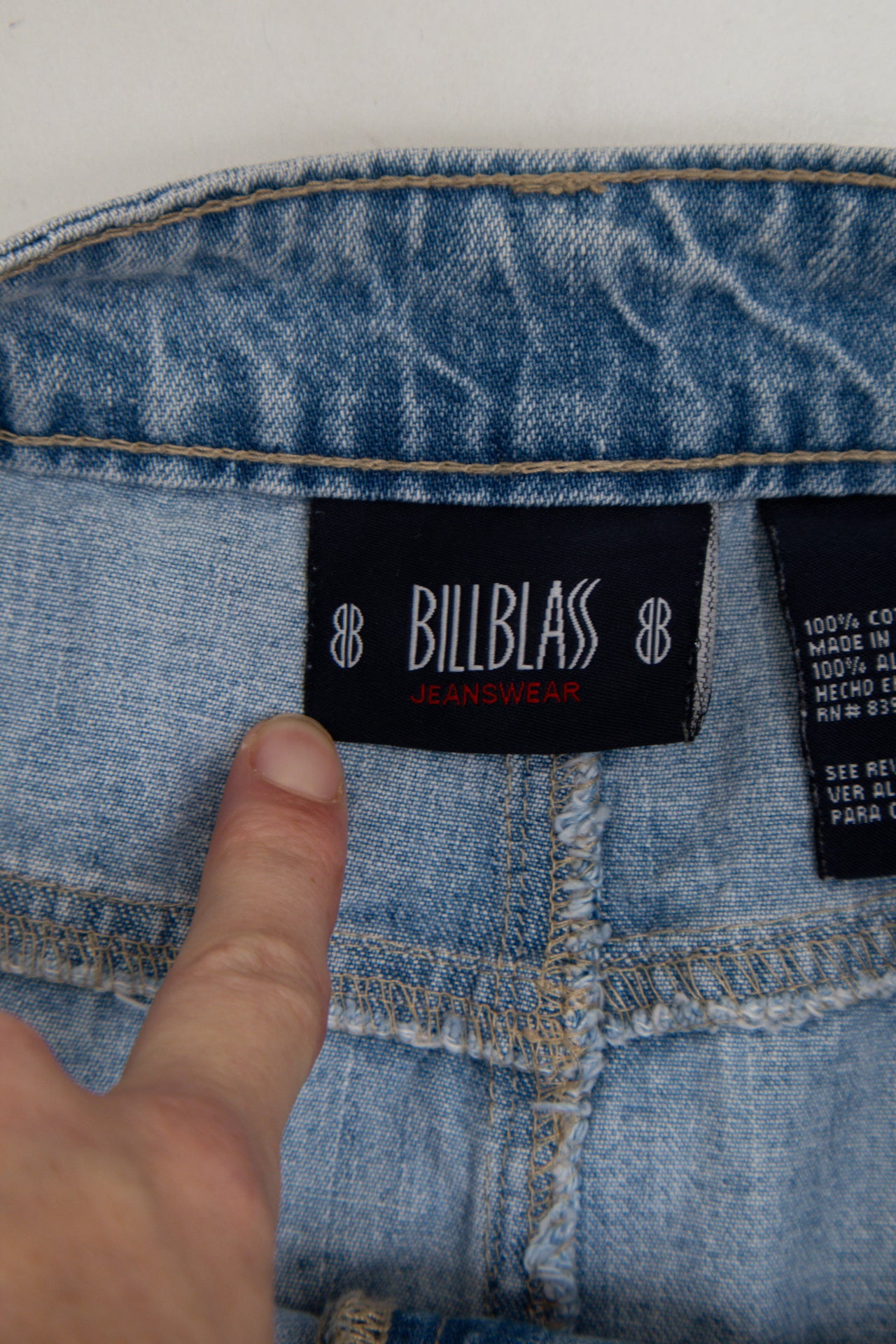 #153 Bill Blass Jeanswear Denim Midi Skirt Blue | c. 173 | Size 14