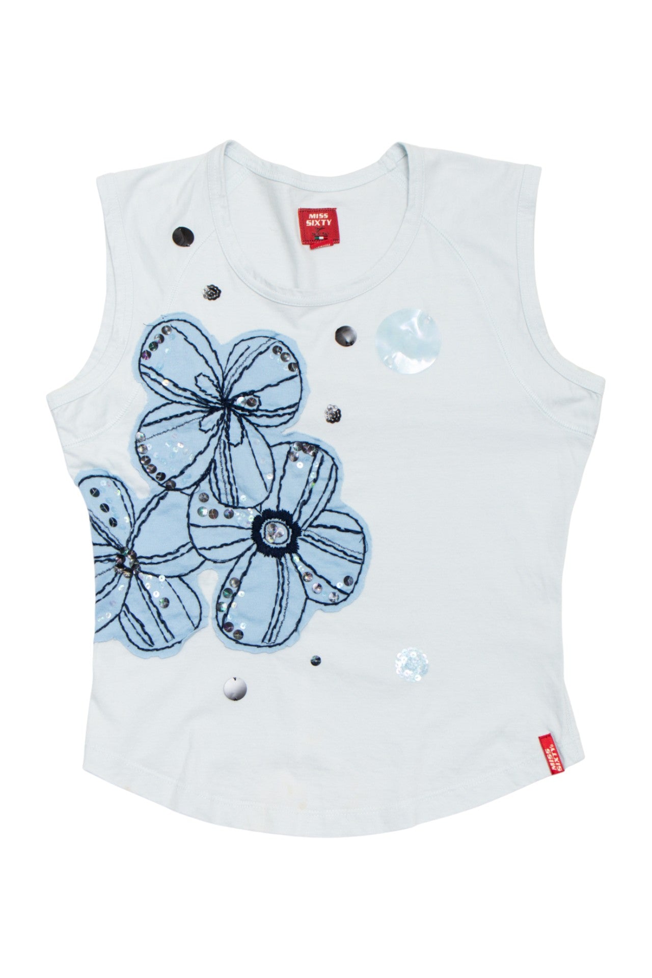 #59 Miss Sixty Sleeveless Embellished Top White | c. 173 | Size 8