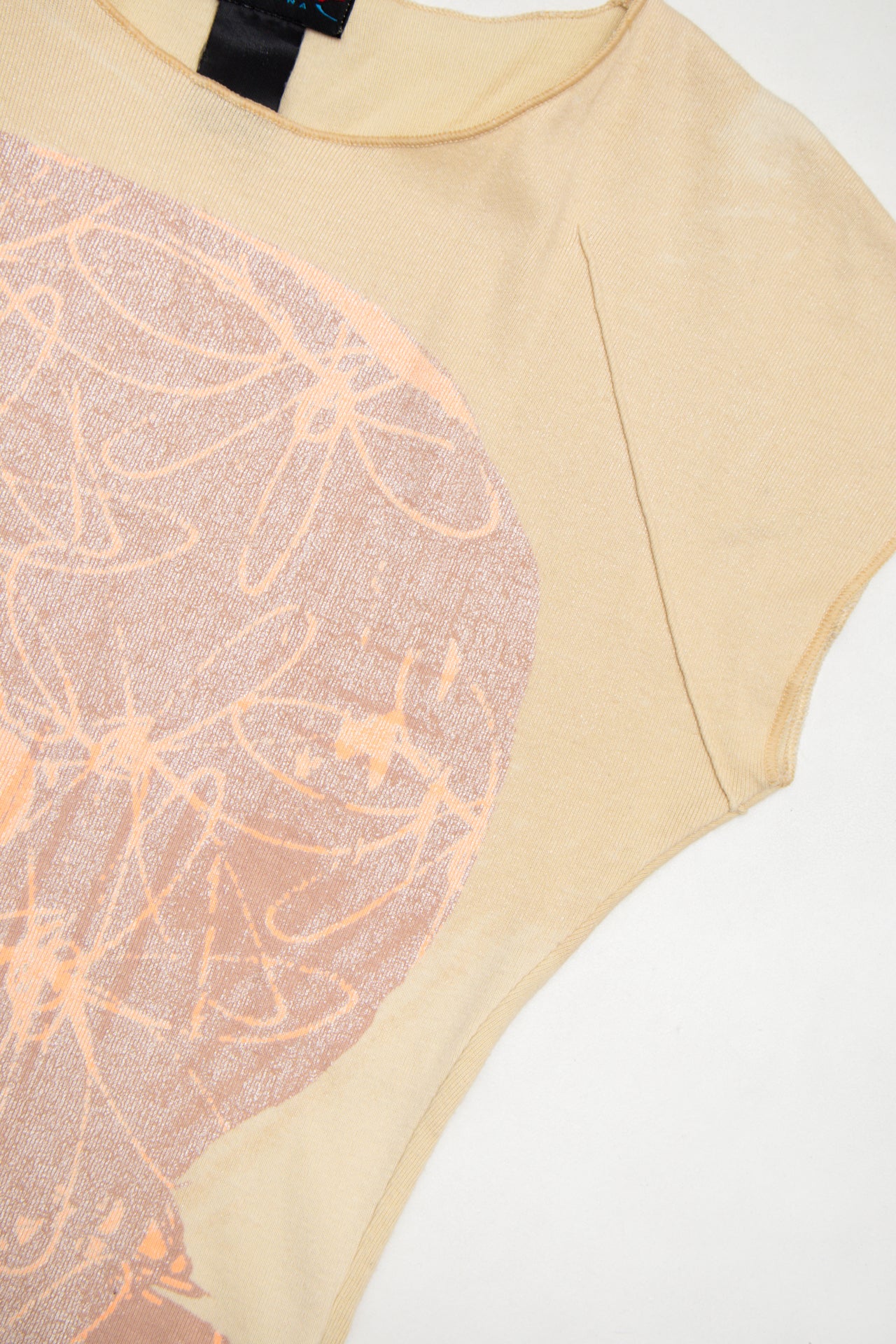 #56 Custo Barcelona Short-sleeve Graphic Top Beige | c. 173 | Size 8