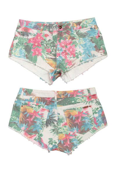 #158 Shorts Multicolor Tropical Print On Off-white Base | c. 174 | Size 8