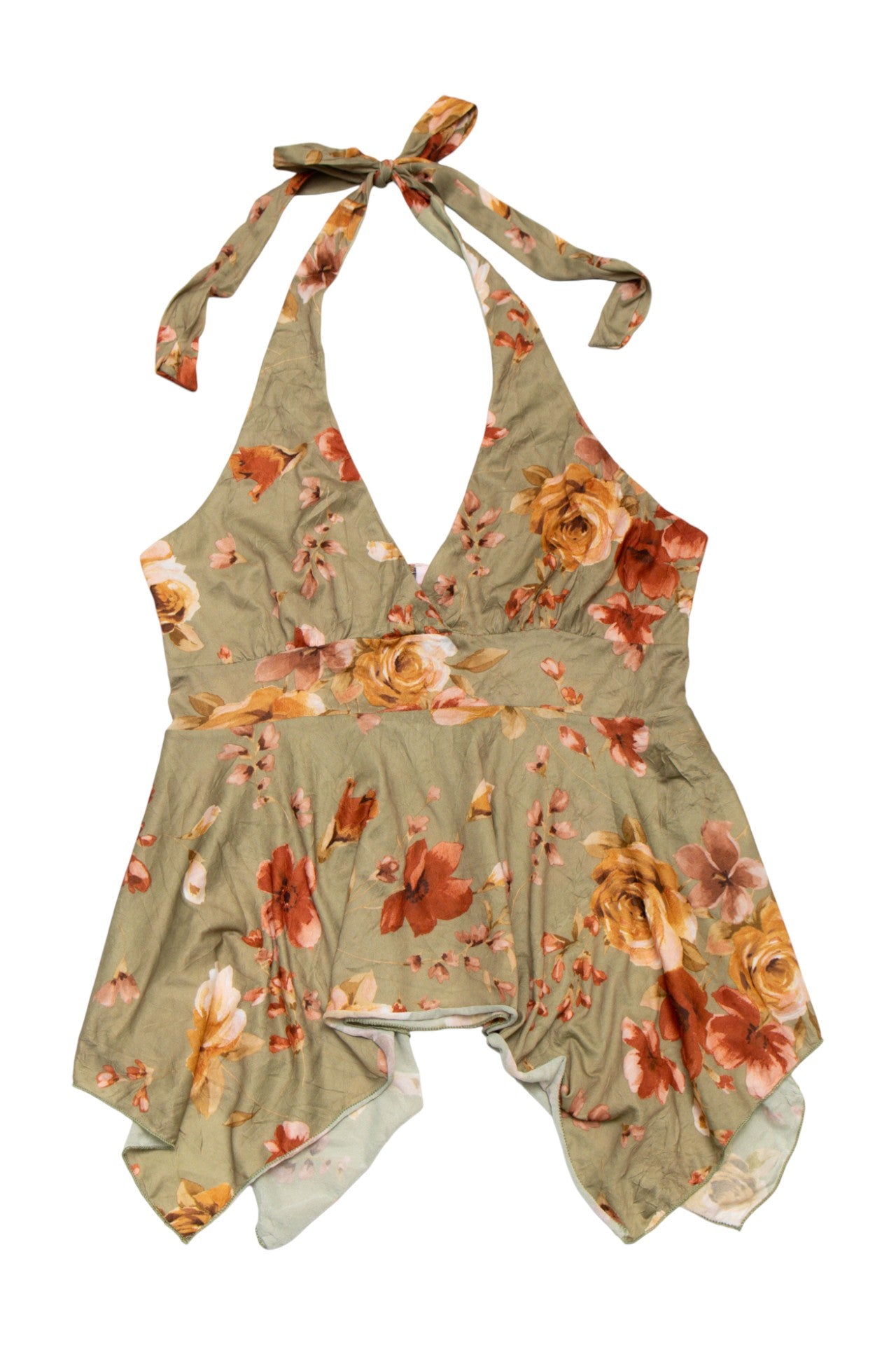 #208 Do & Be Halter Peplum Top Green | c. 173 | Size 10