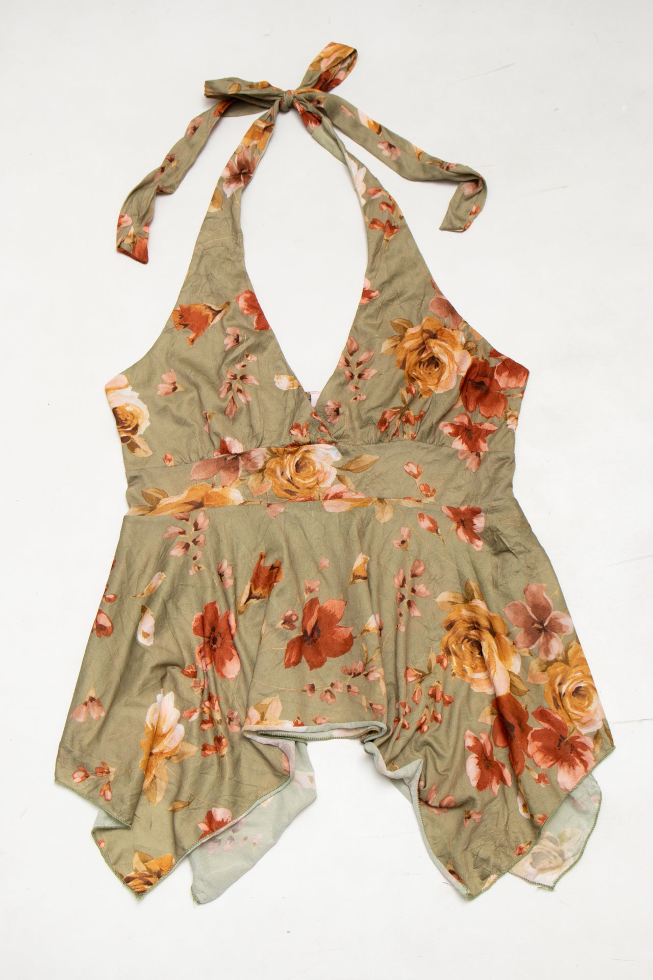 #208 Do & Be Halter Peplum Top Green | c. 173 | Size 10