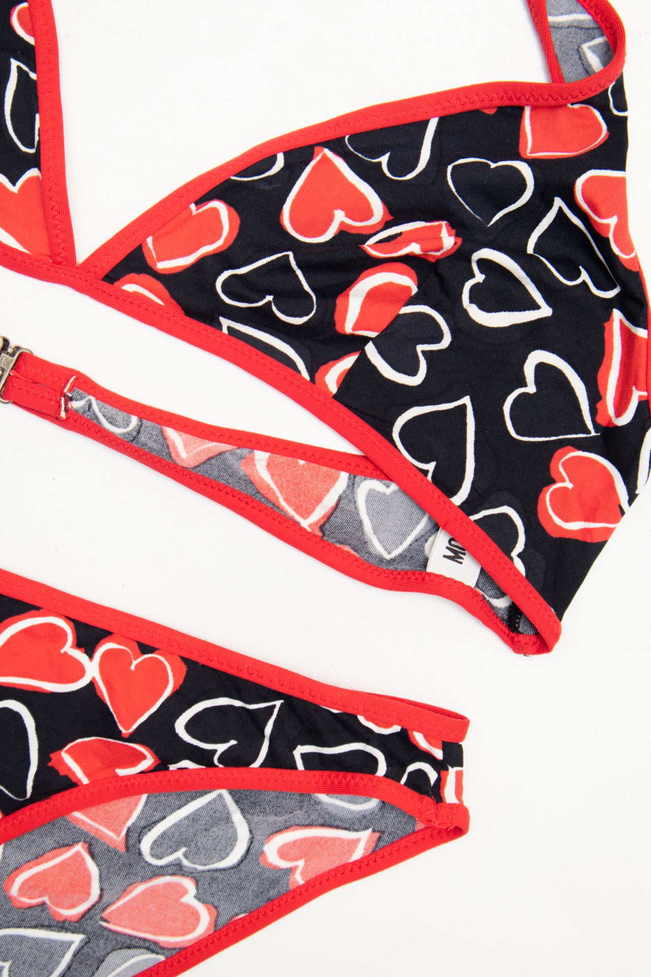 #186 Moschino Mare Bikini Set (top And Bottom) Black With Red And White Accents | c. 174 | Size 12/14