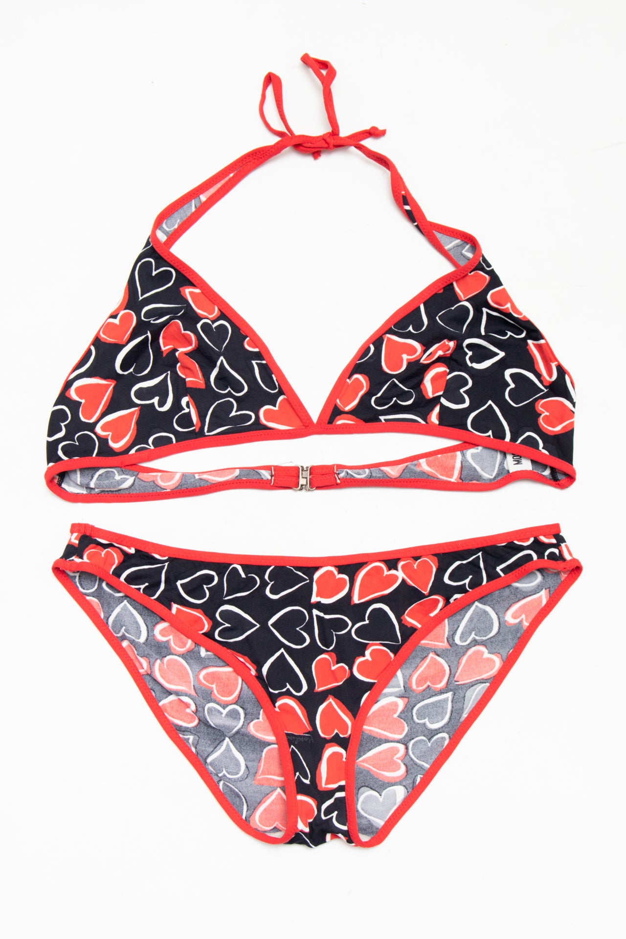 #186 Moschino Mare Bikini Set (top And Bottom) Black With Red And White Accents | c. 174 | Size 12/14
