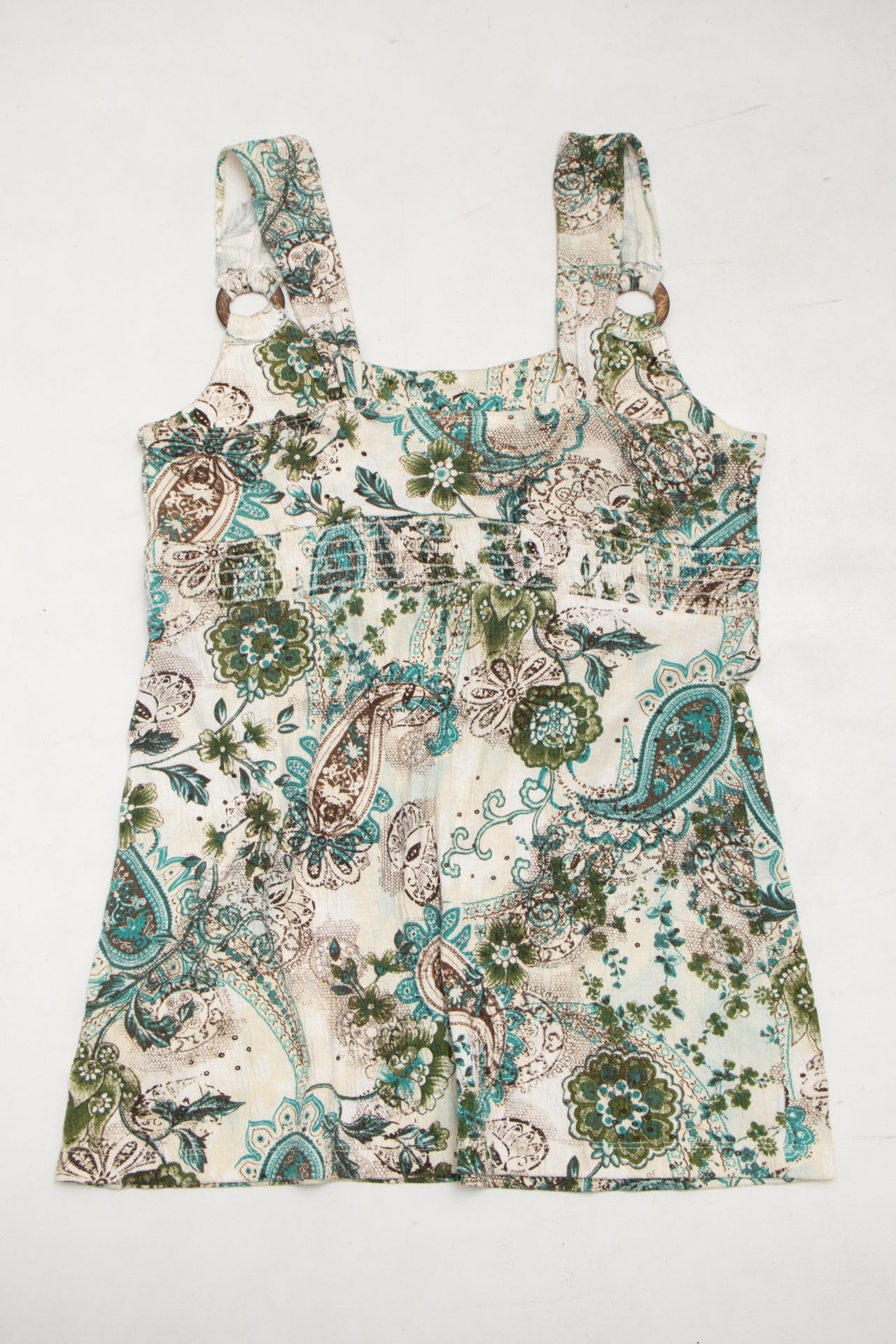 #206 Self Esteem Sleeveless Paisley Print Camisole Top Green | c. 173 | Size 10