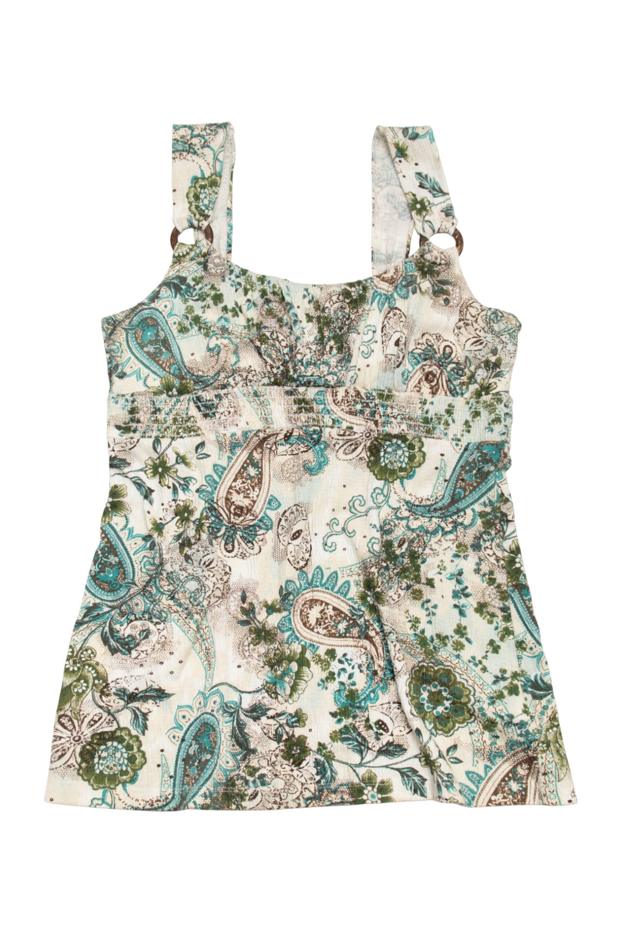 #206 Self Esteem Sleeveless Paisley Print Camisole Top Green | c. 173 | Size 10