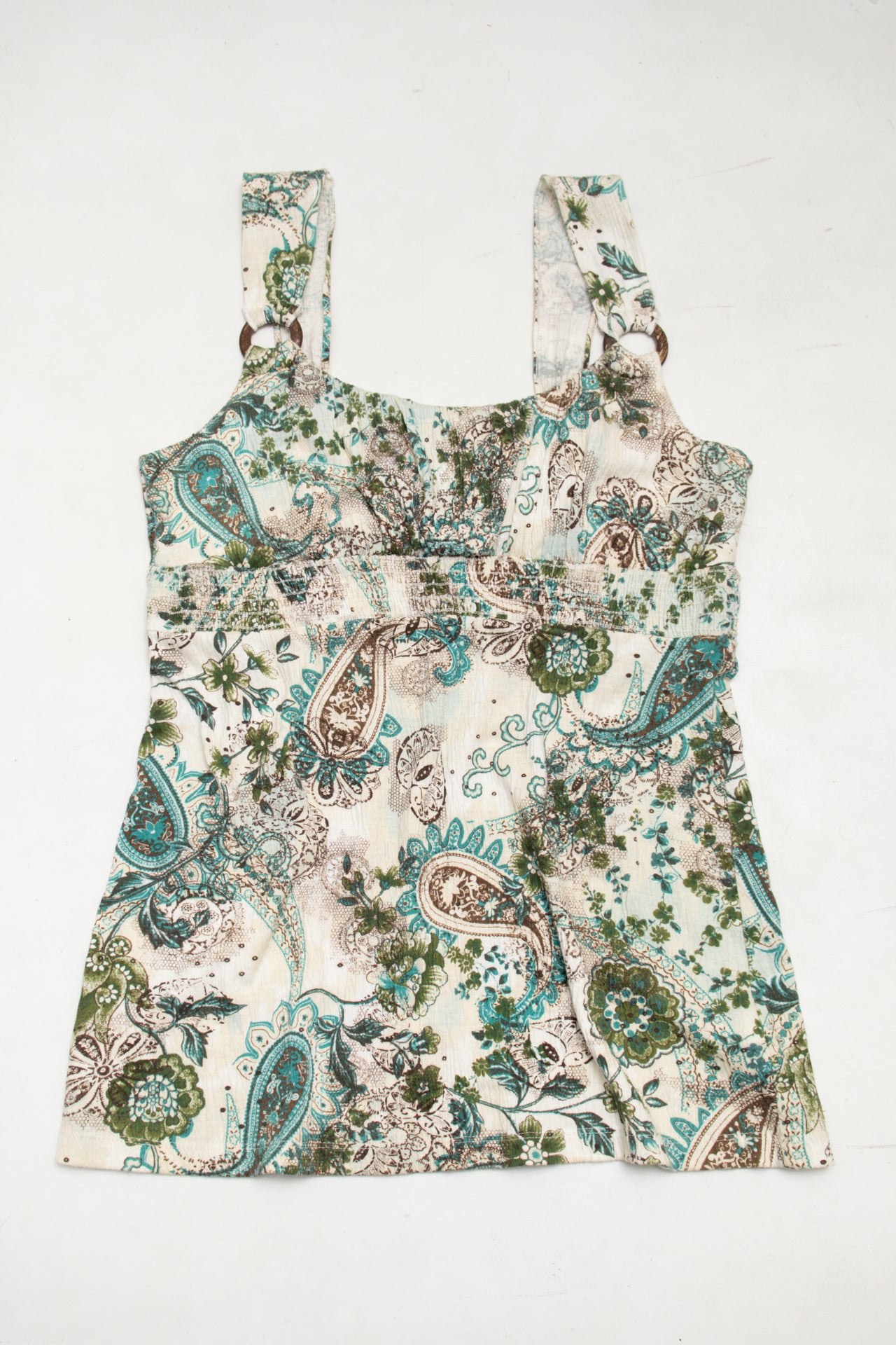 #206 Self Esteem Sleeveless Paisley Print Camisole Top Green | c. 173 | Size 10
