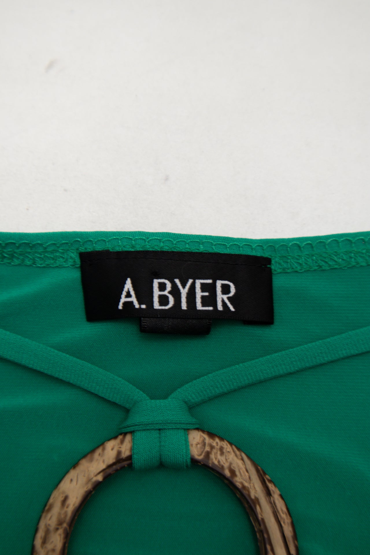#54 A. Byer Short Sleeve Faux-wrap Top Green | c. 173 | Size 8