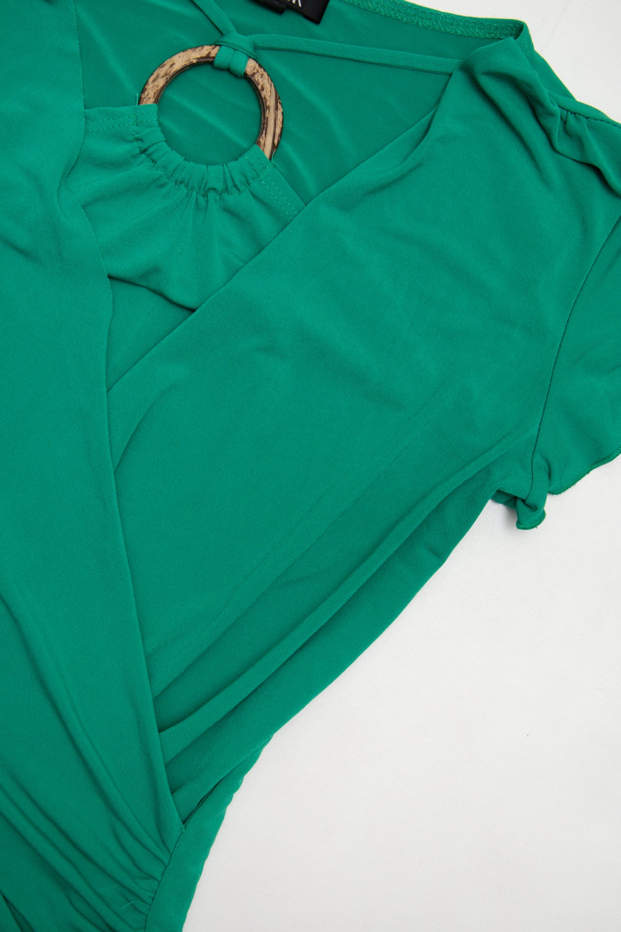 #54 A. Byer Short Sleeve Faux-wrap Top Green | c. 173 | Size 8