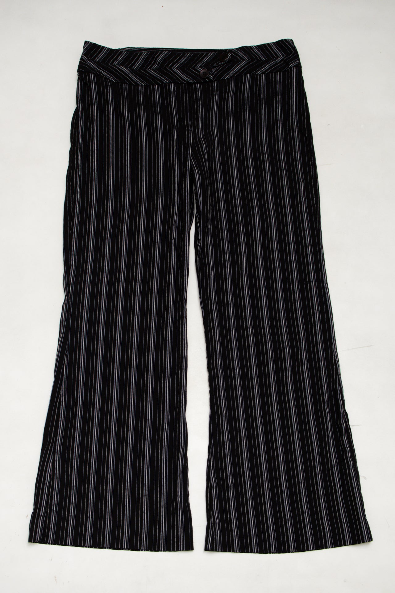 #120 Nathalie B Pants Black With White And Light Gray Stripes | c. 174 | Size 16