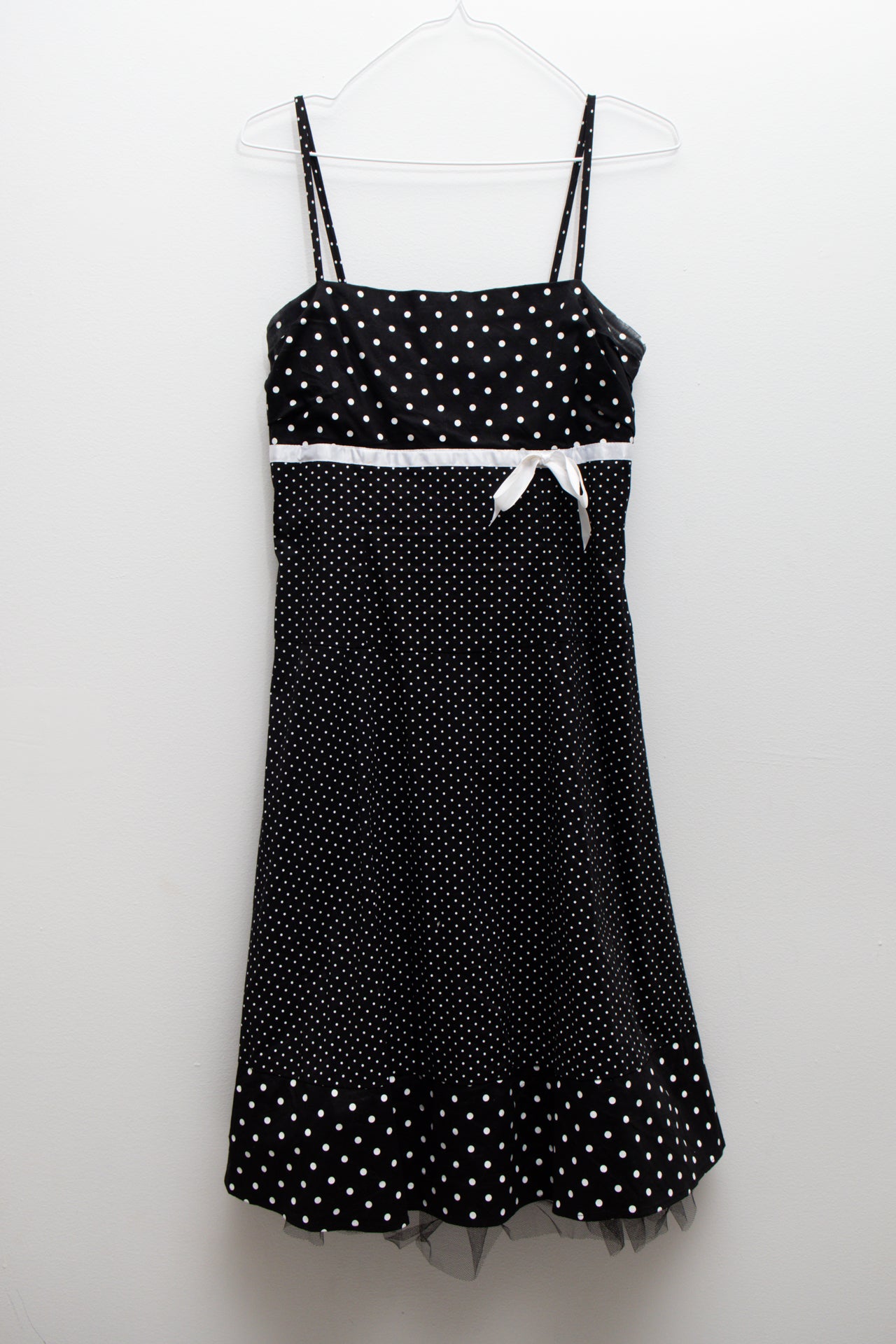 #197 Pulse Spaghetti Strap Polka Dot Slip Dress Black | c. 173 | Size 10