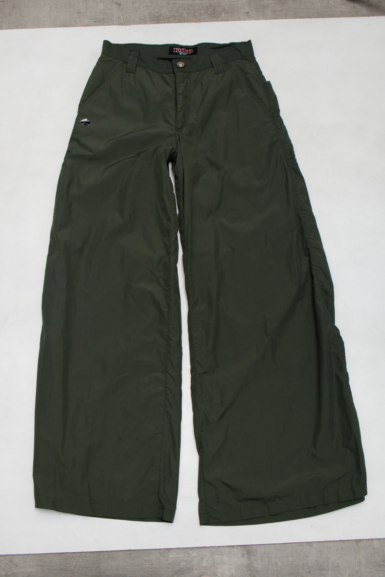 #107 Killah Babe Wide-leg Nylon Pants Green | c. 173 | Size 6