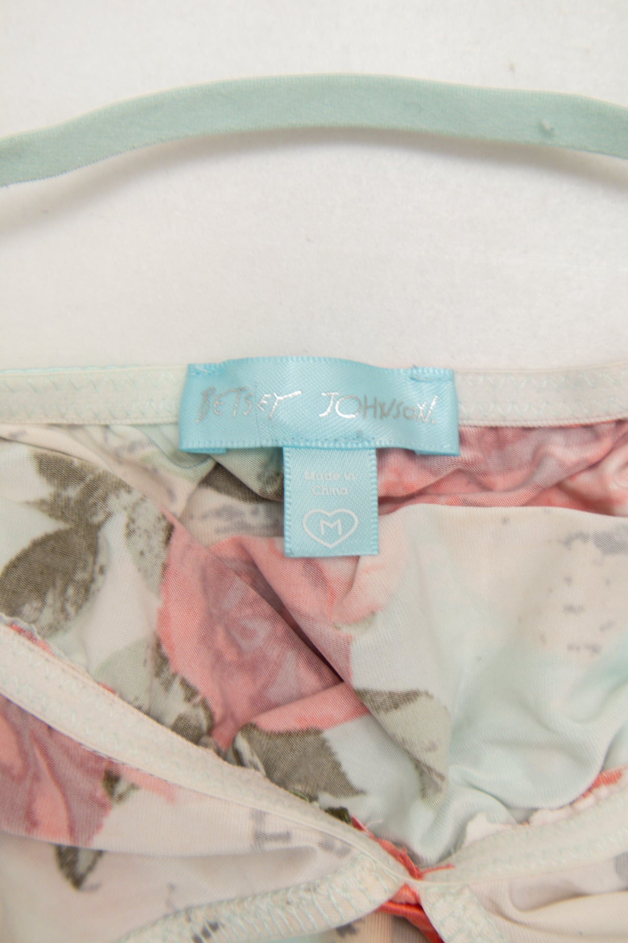 #27 Betsey Johnson Camisole Top Light Aqua Blue With Multicolor Rose Print | c. | Size 8