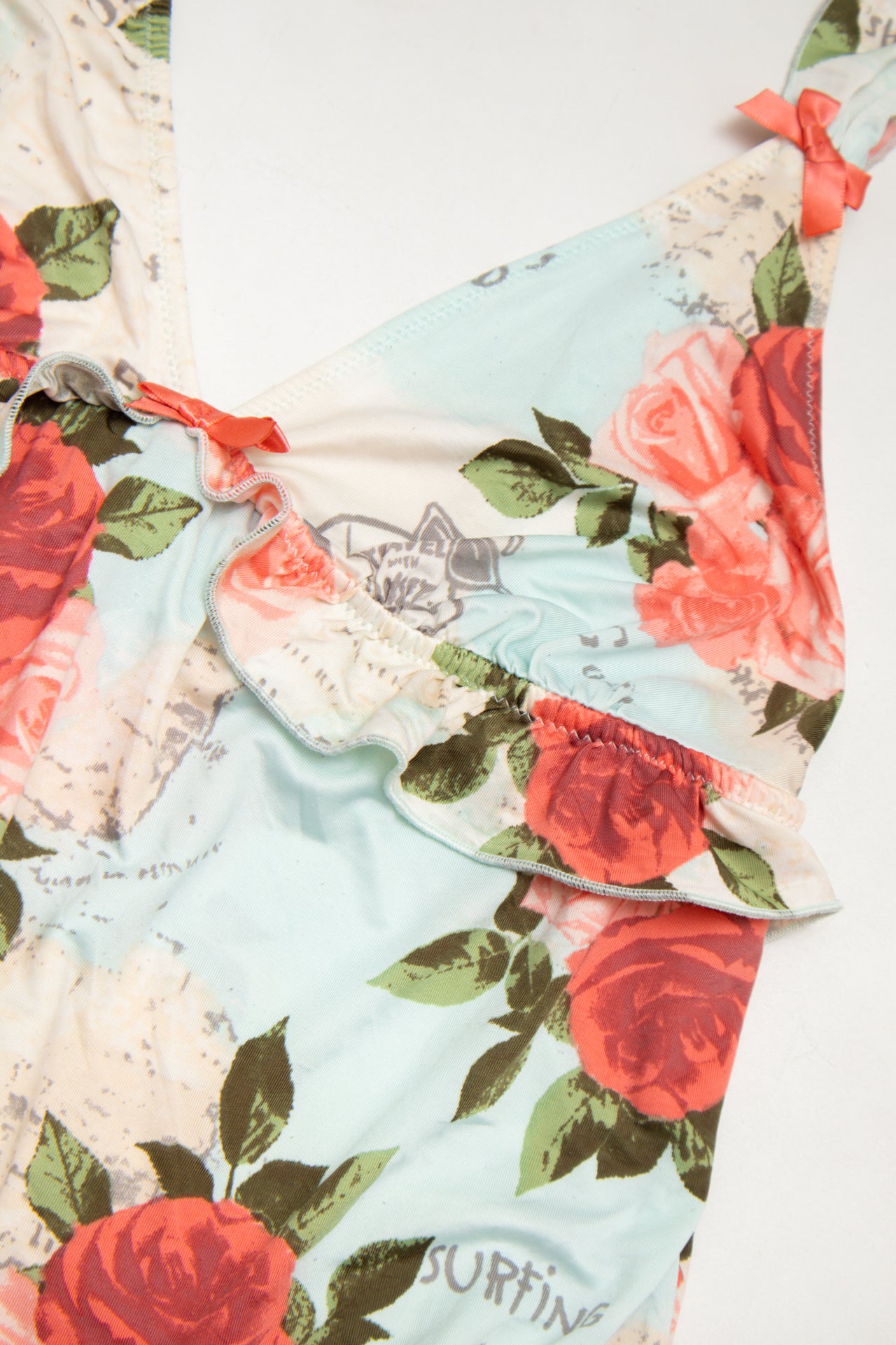 #27 Betsey Johnson Camisole Top Light Aqua Blue With Multicolor Rose Print | c. | Size 8