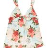 #27 Betsey Johnson Camisole Top Light Aqua Blue With Multicolor Rose Print | c. | Size 8
